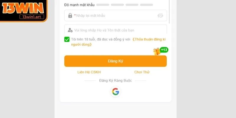 choi thu 13win dang nhap Đăng nhập và chọn chế độ