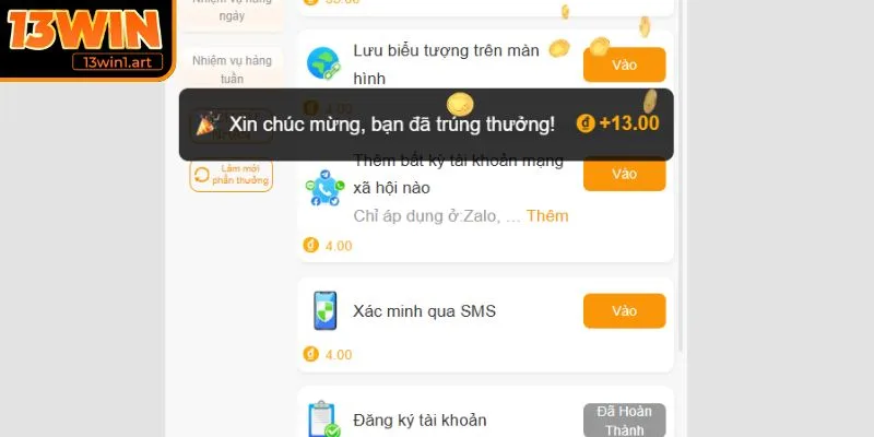 uu dai 13win huong dan Hướng dẫn người mới nhận ưu đãi 13WIN